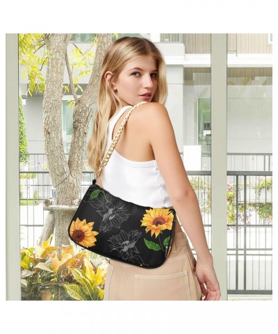 Floral Shoulder Bag Sunflower Cool Women Clutch Handbag Shoulder Purch Boho Bag Date Chain Bag Tote Bag Spring Holiday Birthd...