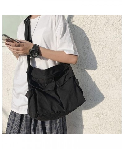 Canvas Messenger Bag Multi-Pocket Crossbody Bag Large Hobo Shoulder Tote Bag for Office Travel School A-green $16.81 Hobo Bags