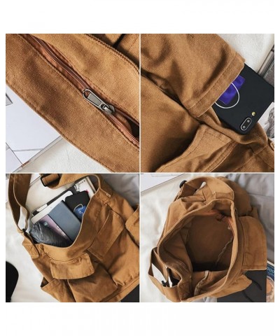 Canvas Messenger Bag Multi-Pocket Crossbody Bag Large Hobo Shoulder Tote Bag for Office Travel School A-green $16.81 Hobo Bags