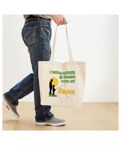 Fishing With Grandpa Tote Bag Natural Canvas Tote Bag, Cloth Shopping Bag Fishing With Stepson Tote Bag $9.11 Travel Gear