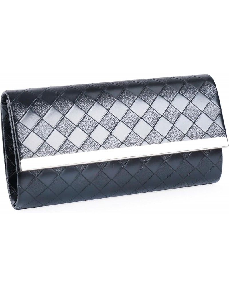 Leather Plaid Clutch Purse Handbag,Purse with Shoulder Chain Strap,Handbag For Wedding Party Gift Travel Black $10.61 Evening...