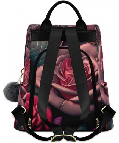 Women Fashion Backpack - Red Purple Flower, Anti Theft Casual Daypack Shoulder Bag Purse for Travel Work 15 inches $17.22 Bac...