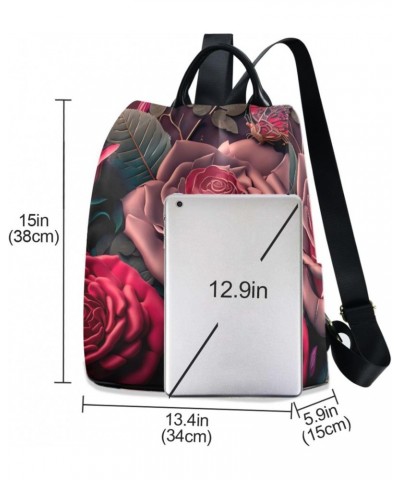 Women Fashion Backpack - Red Purple Flower, Anti Theft Casual Daypack Shoulder Bag Purse for Travel Work 15 inches $17.22 Bac...