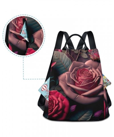 Women Fashion Backpack - Red Purple Flower, Anti Theft Casual Daypack Shoulder Bag Purse for Travel Work 15 inches $17.22 Bac...