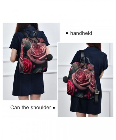 Women Fashion Backpack - Red Purple Flower, Anti Theft Casual Daypack Shoulder Bag Purse for Travel Work 15 inches $17.22 Bac...