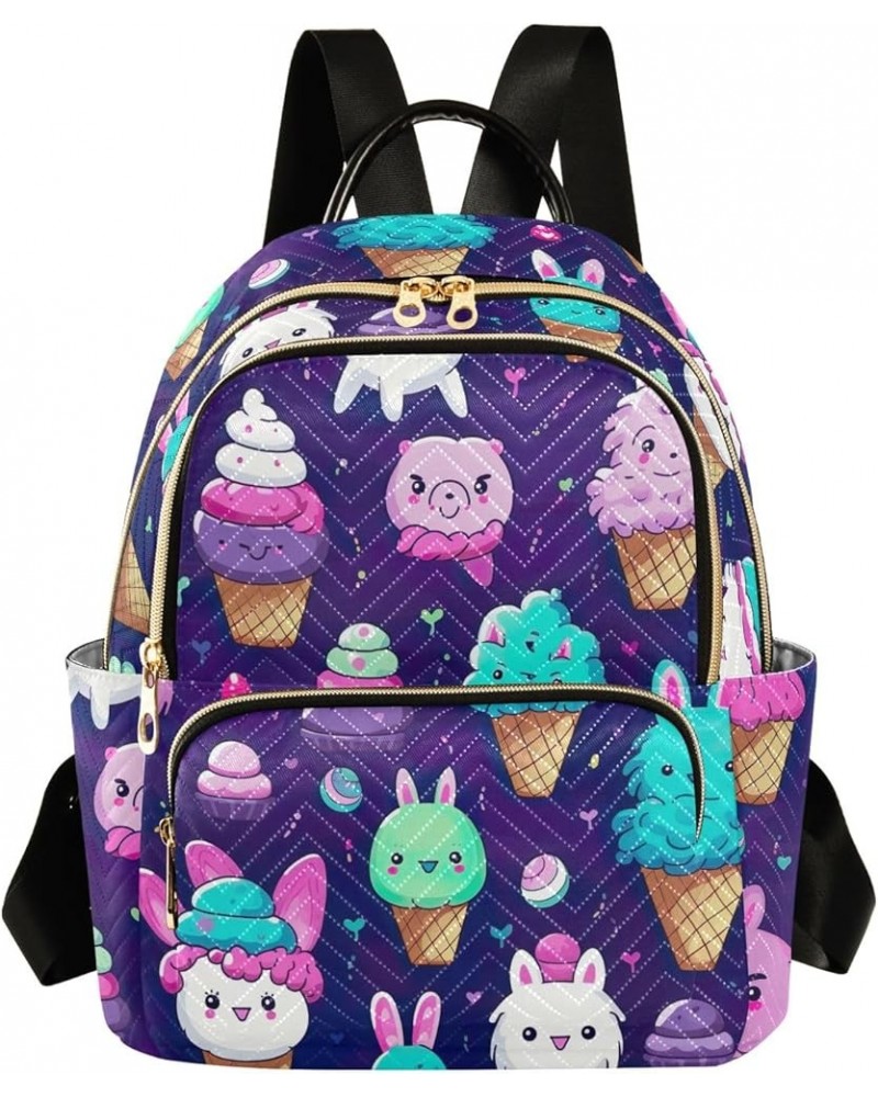 Cartoon Ice Cream Quilted Backpacks Ladies Backpack Anti Theft Travel Backpack Cartoon Ice Cream Medium $19.10 Backpacks