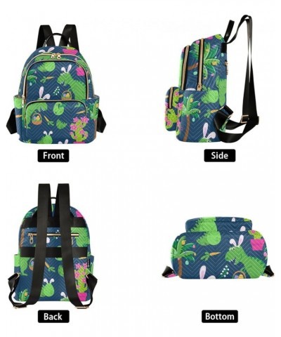 Backpack Purse for Women Green Easter Dinosaur Egg, Mini Fashion Backpack Cartoon Lightweight Casual Daypack Shoulder Bag Tra...