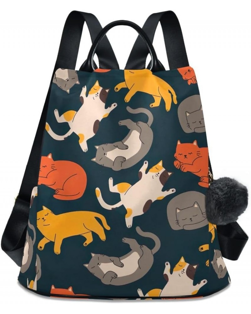 Colorful Cats Funny Poses Fashion Backpack Purse for Women Back Zipper Pocket Design Colorful Cats Funny Poses $18.47 Backpacks