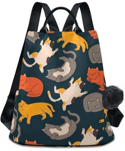 Colorful Cats Funny Poses Fashion Backpack Purse for Women Back Zipper Pocket Design Colorful Cats Funny Poses $18.47 Backpacks