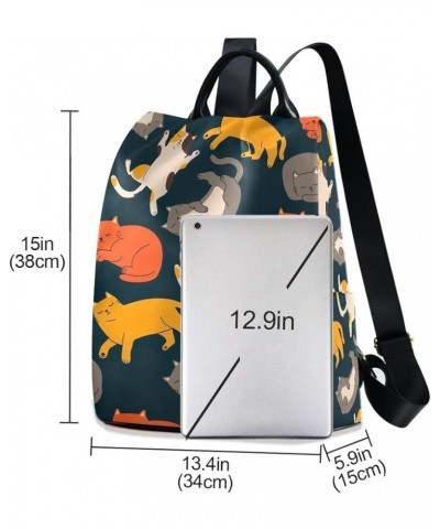 Colorful Cats Funny Poses Fashion Backpack Purse for Women Back Zipper Pocket Design Colorful Cats Funny Poses $18.47 Backpacks