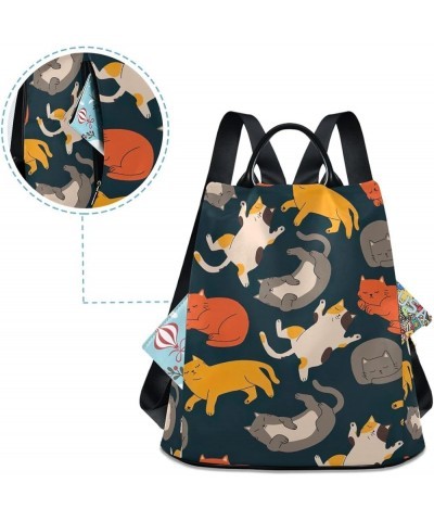 Colorful Cats Funny Poses Fashion Backpack Purse for Women Back Zipper Pocket Design Colorful Cats Funny Poses $18.47 Backpacks