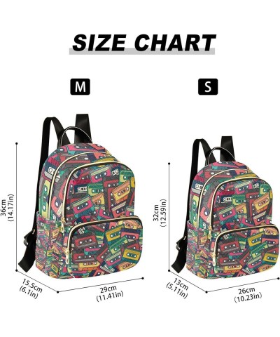 Colorful Music Cassette Backpack for Women, Anti Theft Backpack Lightweight Small Travel Backpack Shoulder Bag for Work Trave...