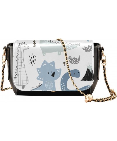 Cute Dinosaurs White Crossbody bags for Women Small Crossbody Purses with Adjustable Strap Wallet Purse Shoulder Bag for Wome...