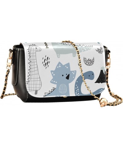 Cute Dinosaurs White Crossbody bags for Women Small Crossbody Purses with Adjustable Strap Wallet Purse Shoulder Bag for Wome...