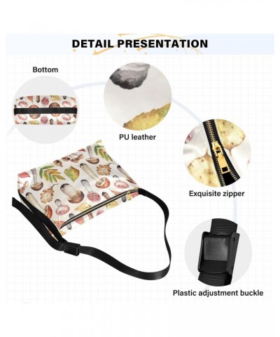 Womens Bags Crossbody Watercolor Fall Woodland Mushrooms Leaves Pattern Travel Purses Anti Theft Crossbody Boys Sling Bag $15...