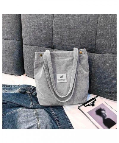 Fashion Travel Color Tote Shoulder Women Satchel Hand Bag Corduroy Bag Bag Bag Mini Shoulder Bag (Black, One Size) Gray One S...