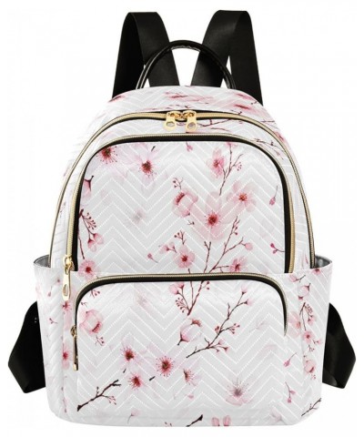 Watercolor Cherry Blossom Branch Women Backpack Purse Ladies Fashion Shoulder Bag Daypack Travel Bag 7.5L Medium $18.59 Backp...