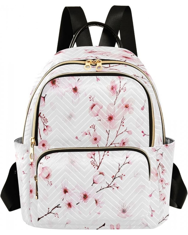 Watercolor Cherry Blossom Branch Women Backpack Purse Ladies Fashion Shoulder Bag Daypack Travel Bag 7.5L Medium $18.59 Backp...