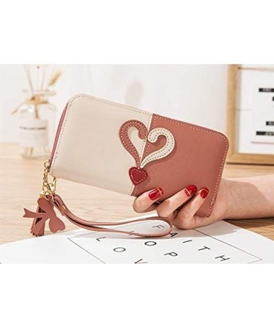 Heart Design PU Leather Zipper Wallet Cash Coin Long Purse Card Holder with Tassels Girls & Women Red 32 (Color : Cameo) $12....