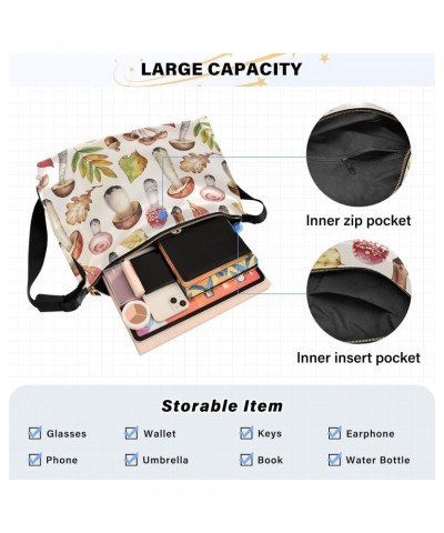 Womens Bags Crossbody Watercolor Fall Woodland Mushrooms Leaves Pattern Travel Purses Anti Theft Crossbody Boys Sling Bag $15...