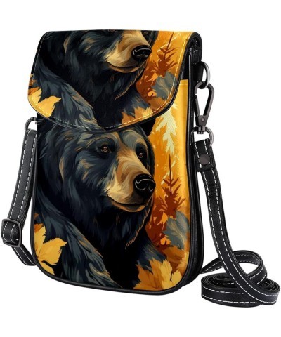 Classic PU Leather Phone Bag - Durable Cell Phone Wallet, Convenient Crossbody Purse Bear with Leaves Multicoloured9 $10.66 C...