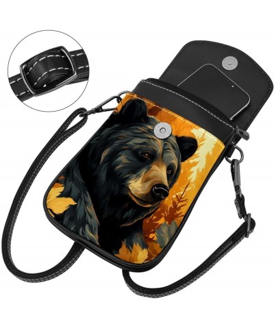 Classic PU Leather Phone Bag - Durable Cell Phone Wallet, Convenient Crossbody Purse Bear with Leaves Multicoloured9 $10.66 C...