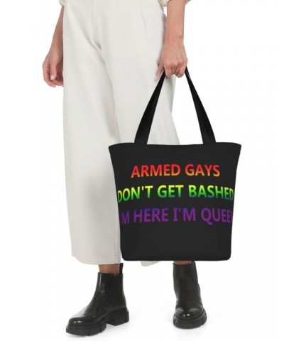 I'M Queer Pride Flag Lgbt Fashion Shoulder Bag Large Capacity For Man Or Woman $20.95 Totes