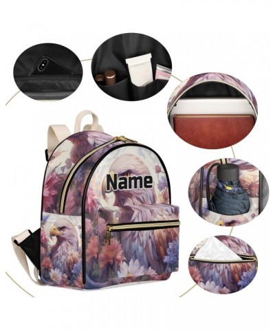 Eagles Flower Print Custom Mini Backpack Purse for Women Personalized Fashion Leather Small Backpack Shoulder Handbag Travel ...