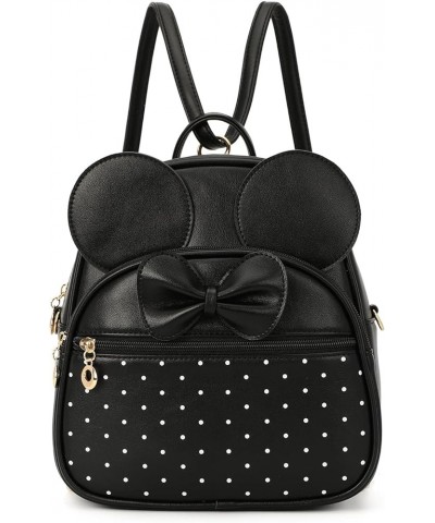 Girls Mini Backpack Bowknot Polka Dot Cute Daypacks Convertible Shoulder Bag Purse for Women Black $14.00 Backpacks