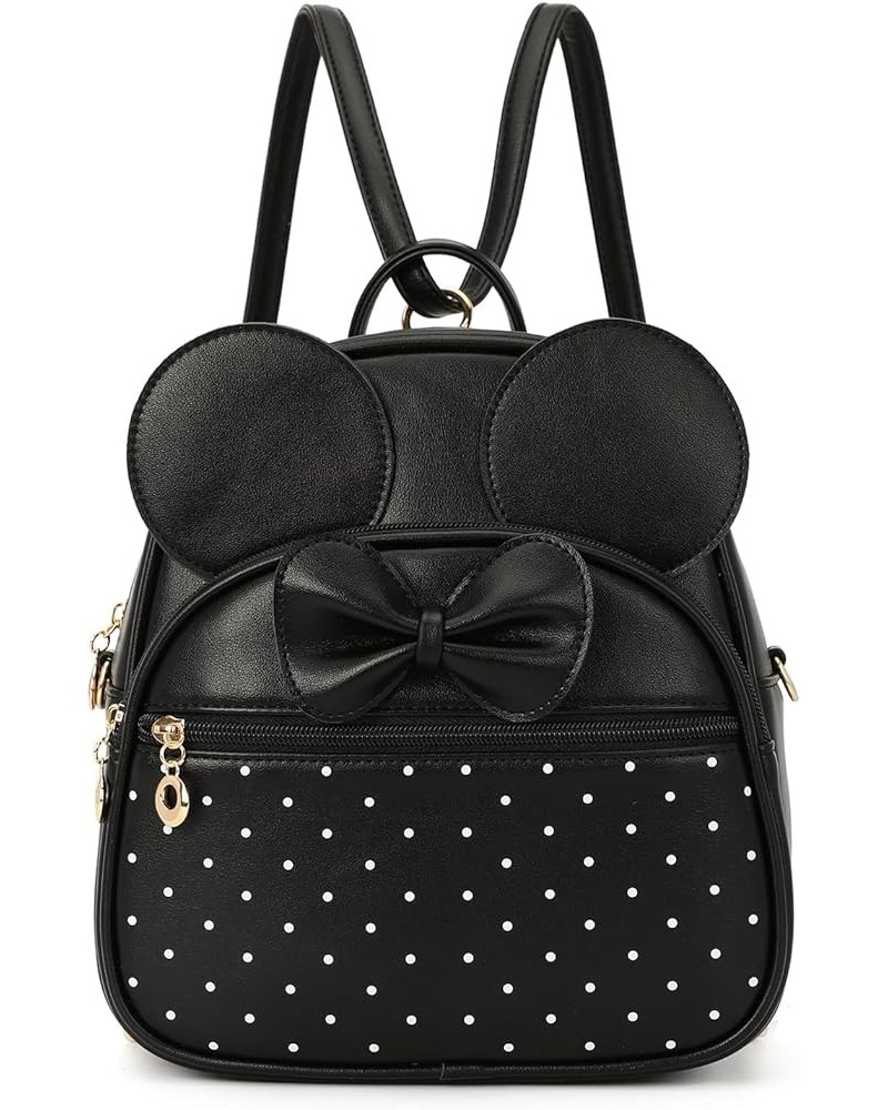 Girls Mini Backpack Bowknot Polka Dot Cute Daypacks Convertible Shoulder Bag Purse for Women Black $14.00 Backpacks