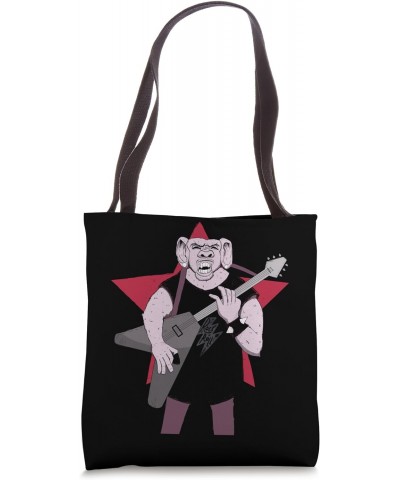 Funny Monkey Playing Guitar Lovers Monkey Guitarist Rockstar Tote Bag $12.19 Totes