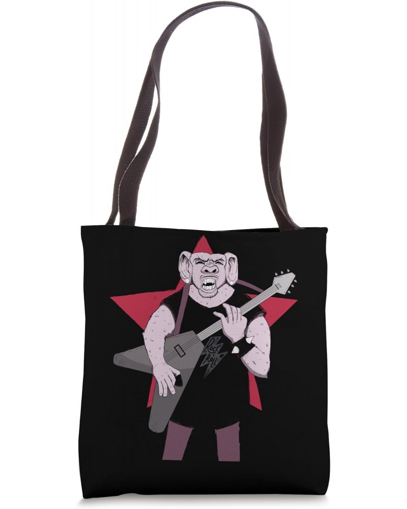 Funny Monkey Playing Guitar Lovers Monkey Guitarist Rockstar Tote Bag $12.19 Totes