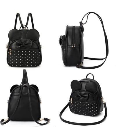 Girls Mini Backpack Bowknot Polka Dot Cute Daypacks Convertible Shoulder Bag Purse for Women Black $14.00 Backpacks