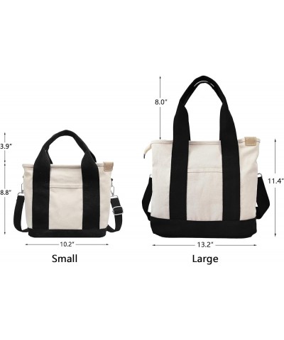 Small Tote Bag with Zipper Tote Bag for Women Canvas Crossbody Bag Shoulder Bag Satchel Hobo Bag Messenger Bag 2024 Z07 Beige...