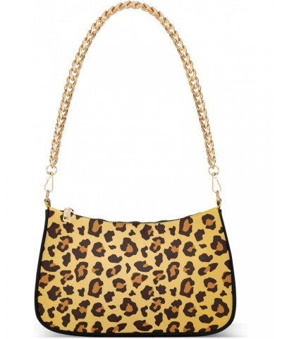 Tote Handbags Leopard Print Clutch Purse Trendy Chain Shoulder Bag Small Underarm Bag with Zipper for Women $16.80 Shoulder Bags