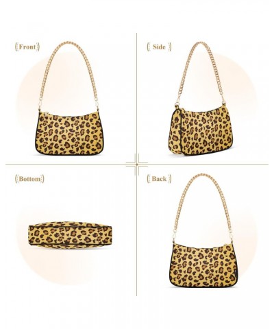 Tote Handbags Leopard Print Clutch Purse Trendy Chain Shoulder Bag Small Underarm Bag with Zipper for Women $16.80 Shoulder Bags