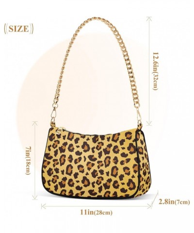 Tote Handbags Leopard Print Clutch Purse Trendy Chain Shoulder Bag Small Underarm Bag with Zipper for Women $16.80 Shoulder Bags