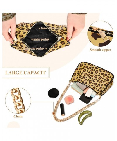 Tote Handbags Leopard Print Clutch Purse Trendy Chain Shoulder Bag Small Underarm Bag with Zipper for Women $16.80 Shoulder Bags