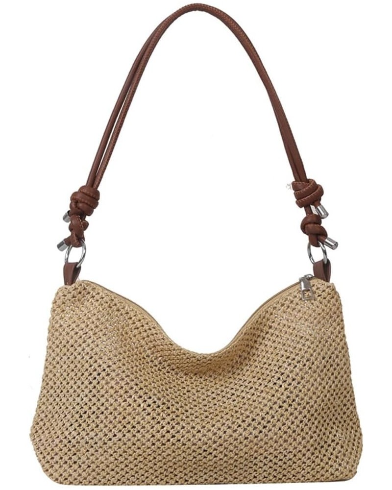 Handmade Woven Bag for Women Retro Straw Woven Tote Bag Versatile Large Capacity Shoulder Bag for Women Brown $9.65 Shoulder ...