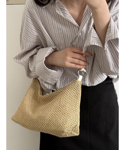 Handmade Woven Bag for Women Retro Straw Woven Tote Bag Versatile Large Capacity Shoulder Bag for Women Brown $9.65 Shoulder ...