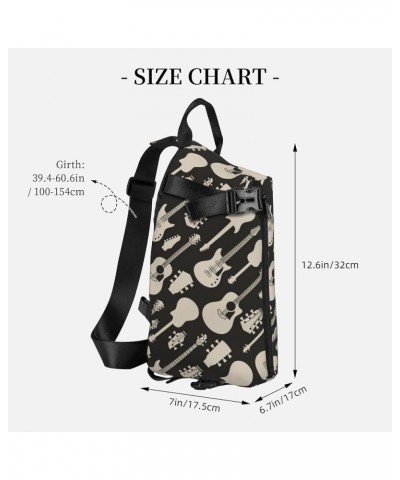 Black Gibbon Monkey Print Crossbody Backpack,Travel Hiking Cross Bag Diagonally, Cycling Bag Guitar Pattern $18.20 Backpacks