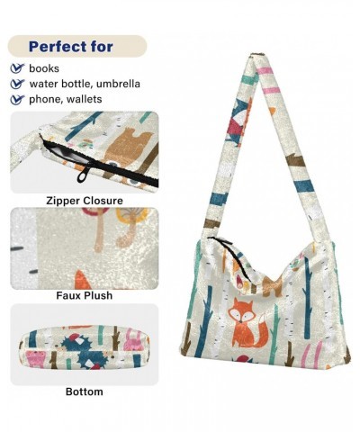 Forest Animals Shoulder Tote Bags for Women Furry Crossbody bag Hobo Handbag Purses for Travel College Work $12.38 Totes