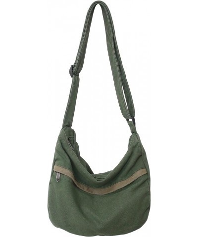 Canvas Messenger Bag Large Hobo Crossbody Bag with Zipper Casual Shoulder Tote Handbag for Women and Men Green $11.44 Totes