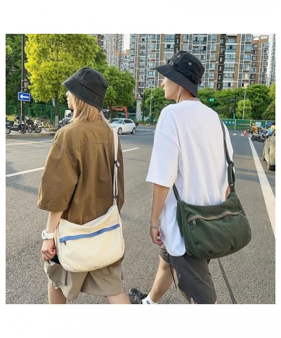 Canvas Messenger Bag Large Hobo Crossbody Bag with Zipper Casual Shoulder Tote Handbag for Women and Men Green $11.44 Totes