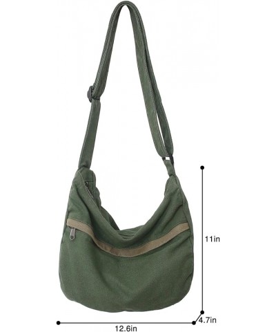 Canvas Messenger Bag Large Hobo Crossbody Bag with Zipper Casual Shoulder Tote Handbag for Women and Men Green $11.44 Totes