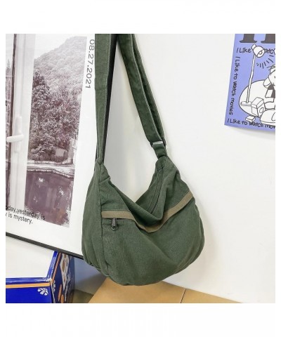 Canvas Messenger Bag Large Hobo Crossbody Bag with Zipper Casual Shoulder Tote Handbag for Women and Men Green $11.44 Totes