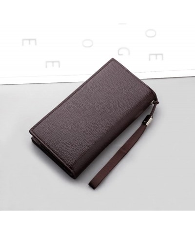 Fashion ID Long Wallet Solid Color Men Hasp Purse Multiple Card Slots Clutch Bag Womens Zipper Wallet (Coffee, One Size) Coff...