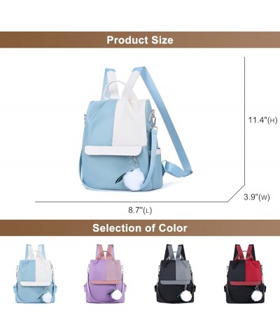 Backpack Purse for Women Oxford Cloth Anti-theft Waterproof Lightweight Shoulder Bag Ladies Travel Satchel Handbags Blue / Wh...