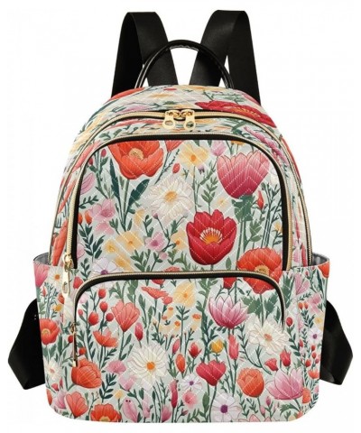 Fashion Backpack Mini Backpack Purse Casual Daily Backpack Red White Pink Flower for Travel for College Work Medium $20.89 Ba...