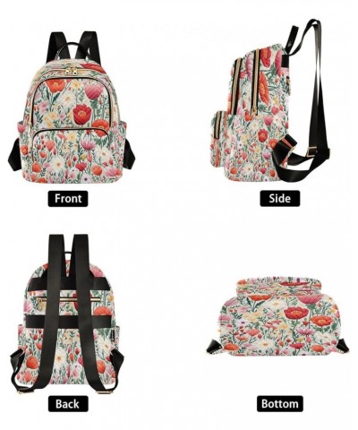 Fashion Backpack Mini Backpack Purse Casual Daily Backpack Red White Pink Flower for Travel for College Work Medium $20.89 Ba...